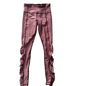 Lululemon Heathered Red Ruched Leggings